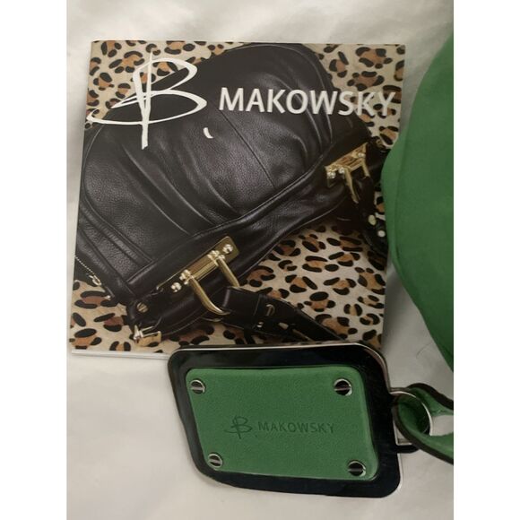 NWT''S B. MAKOWSKY Green Soft Leather Shoulder Bag Purse Double Strap Stud - Picture 4 of 4